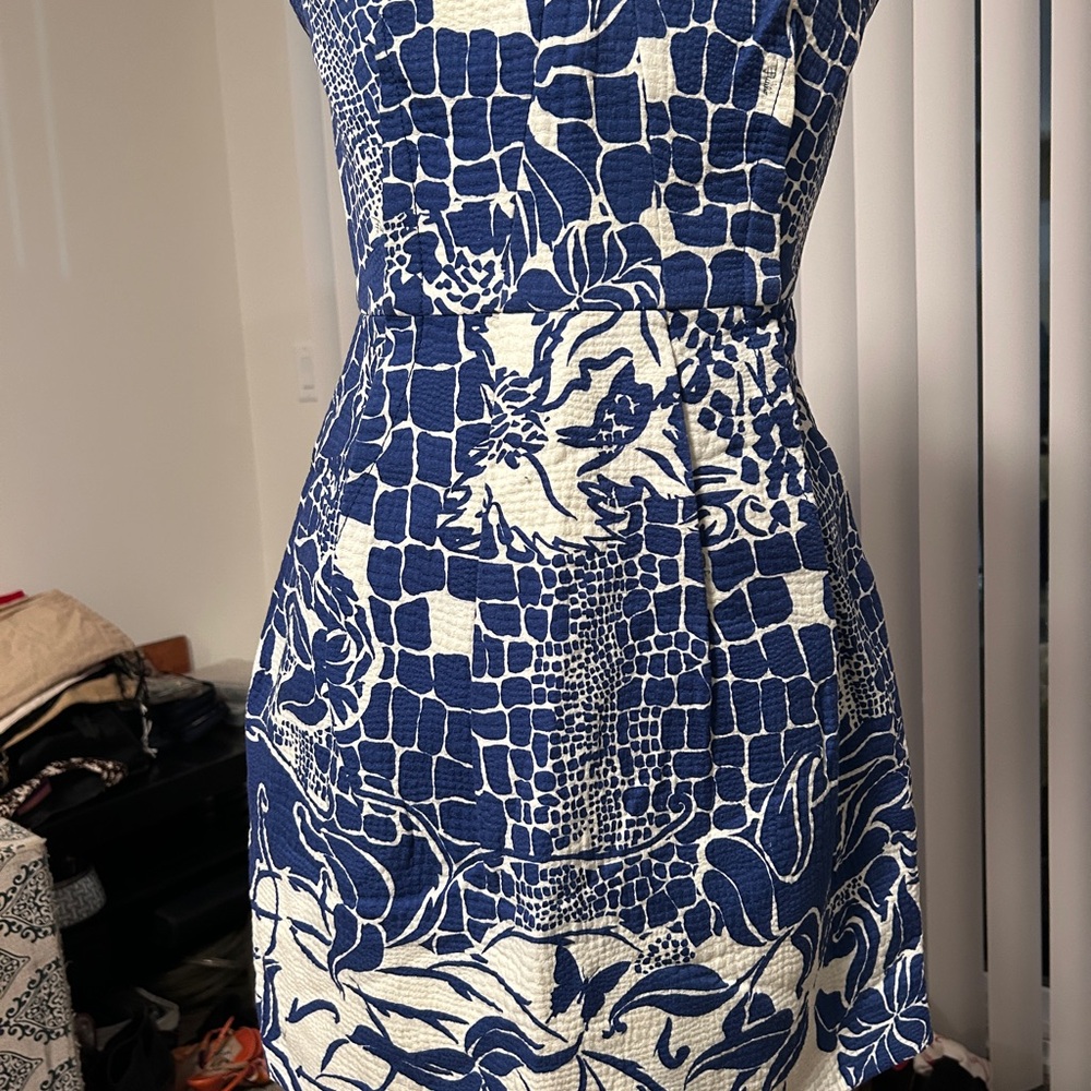 Emilio Pucci Strapless Dress in Blue and Cream